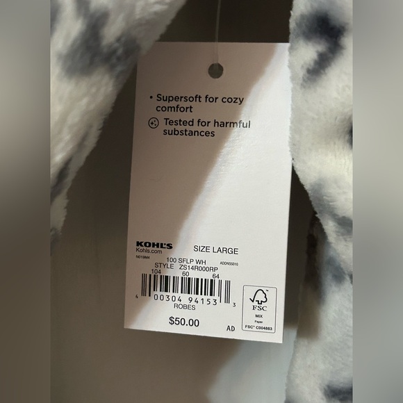 Sonoma Plush Leopard Women’s Bathrobe L NWT - Picture 5 of 11